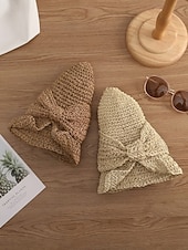 abordables Sombreros de mujer-Sombrero de paja plegable estilo boho para mujer con lazo, sombrero de verano tejido y plegable en varios colores para vacaciones en la playa, viajes, fiestas en el jardín, brunch, resort. &amp;uso diario