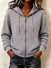  Per donna Giacche strutturate Felpa con cappuccio Caldo Attivo Vintage Manica Lunga Con Cappuccio Top lunghi Casuale Casa Ferie Nero Rosa Marrone Kaki Grigio chiaro Autunno Inverno