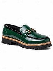 billiga Lätta damskor-mörkgröna damloafers i lackkonstläder - eleganta horsebit slip-on-skor med låg sula för daglig kontorspendling, professionella arbetskläder
