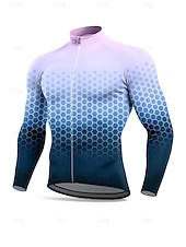 cheap Men's Jerseys-Men's Tops Cycling Jersey Graphic Geometric Gradient Long Sleeve Bike Jacket Jersey Top with 3 Rear Pockets Sun Sun Protection Sunscreen Quick Dry Sports Blue Dark Green Brown Clothing Apparel