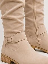 cheap Slouch Boots-Women's Suede Knee-High Boots with Slouchy Design - Perfect for Fall Fashion, Casual Outings, and Outdoor Adventures