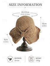 abordables Sombreros de mujer-Sombrero de paja plegable estilo boho para mujer con lazo, sombrero de verano tejido y plegable en varios colores para vacaciones en la playa, viajes, fiestas en el jardín, brunch, resort. &amp;uso diario