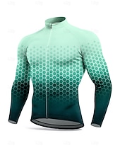 cheap Men's Jerseys-Men's Tops Cycling Jersey Graphic Geometric Gradient Long Sleeve Bike Jacket Jersey Top with 3 Rear Pockets Sun Sun Protection Sunscreen Quick Dry Sports Blue Dark Green Brown Clothing Apparel