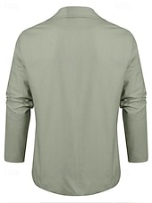 abordables Blazers Clásicos para Hombres-Hombre Chaqueta ligera Chaqueta americana Chaqueta de lino Formal Oficina Otoño Algodón y lino Color sólido Confortable Botonadura Simple Chaqueta de sport Verde Claro Azul Marino Marrón Color Caquí