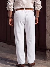 economico Attività commerciale-Per uomo Pantaloni di Lino Pantaloni Pantaloni Eleganti Pantaloni casual Tasca Elastico in vita Gamba Dritta Semplice Confortevole Traspirante Lunghezza intera Casuale Quotidiano Affari Moda