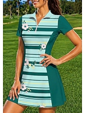 ieftine Rochie de femei-Pentru femei Floral Dungi Rochie sport Rochie polo de tenis Manșon scurt Quarter Zip UPF50+ Elastic Κατά του ιδρώτα Respirabil Volei Tenis Golf Răsfrânt Guler cu fermoar Rochii Rosu Albastru Mov