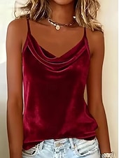  Dames fluwelen camisole tanktop - mouwloos camisole shirt, elegant casual zomer vest met V-hals