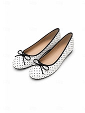 cheap Women's Flats-Women's Red Polka Dot Ballet Flats, Round Toe Bow Slip-On Casual Shoes with Soft Comfort Insole, Cute Retro Style for Office, Travel, Shopping and Daily Wear