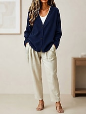  Per donna Giacca Camicia Giacca in Velluto a Coste Giacca Casual Caldo Bottoni Moda Signora Casuale Regolare Scollo a V Vestibilità comoda Manica Lunga Capispalla Rosso-arancio Rosso Blu marino