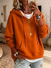  Damen Kapuzenpullover Modern Lässig Langarm Mit Kapuze Normale Oberteile Lässig Blau Gelb Orange Grün Grau Herbst Winter