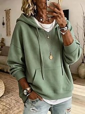  Damen Kapuzenpullover Modern Lässig Langarm Mit Kapuze Normale Oberteile Lässig Blau Gelb Orange Grün Grau Herbst Winter