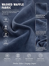  Women's Waffle Shirt Washed Cotton Pullover Solid Color Casual Long Sleeve Henry Collar Regular Tops Casual Black Dark Green Brick red Dark Blue Beige Fall Winter