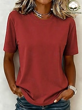 economico T-shirt semplice-T-shirt da donna 100% cotone - maglietta a maniche corte girocollo di alta qualità