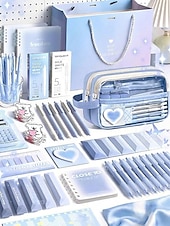 preiswerte Kinder- und Teenager-Rucksäcke-Blau  &amp;Lila Federmäppchen für Schüler, Polyester-PVC-Doppelreißverschlusstasche, großer, transparenter Schreibwarenorganizer für Schulanfang, Unterricht und Prüfungen &amp; reisen