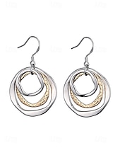 abordables Pendiente de mujer-Pendientes colgantes triples de estilo bohemio para mujer, pendientes de aro superpuestos de aleación en tonos oro, plata y oro rosa, joyería ligera y llamativa para vacaciones, fiestas y viajes. &amp;uso