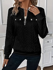  Damen Strukturierte Jacken Patchwork Knöpfe Viertel Postleitzahl Elegant Langarm Rundhalsausschnitt Lange Oberteile Lässig 8806 Schwarz-1 8806 Weiß-1 8806 Diamantrot-1 8806 Rosa-1 8806 Marineblau - 1