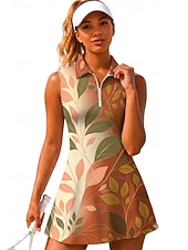baratos Vestido Feminino-Mulheres Floral Vestido de tênis Vestido esportivo Vestido Polo de Tênis Sem Manga Esportivo Quarter Zip Elástico Redutor de Suor Respirável Voleibal Tênis Golfe Aberto para a Lateral Gola Alta