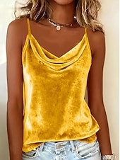  Dames fluwelen camisole tanktop - mouwloos camisole shirt, elegant casual zomer vest met V-hals