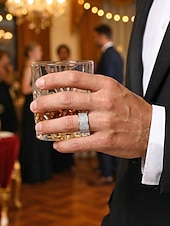 voordelige Heren sieraden-Luxe herenring van legering met strass-steentjes en diamantlook, brede, opvallende modering in verschillende maten voor feesten, bruiloften, banketten, avondjes uit en formele avondkleding.
