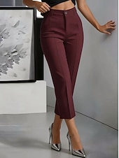 cheap Women's Skinny Pants-Women's Capri shorts Elegant Vintage Fashion Ankle-Length Mid Waist Inelastic Formal Blue White Apricot Black Spring Slim Fit