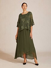 ieftine Bluze elegante-Pentru femei Cămașă din dantelă Bluză Topuri imbracate Topuri din șifon Tiv Asimetric Culoare solidă Floral Floare Elegant Stilat Lungime Manșon 3/4 Sonerie Bateau Topuri obișnuite Zilnic Munc