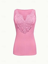  Dames Kant splitsende top Hemdje Tanktop Textuur Kant Lapwerk Vakantie Mouwloos Casual Wit Geel Blozend Roze Hemelsblauw Zomer