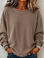  女性用 Pullover スウェットシャツ パンク 活発的 ヴィンテージ 長袖 クルーネック レギュラートップス カジュアル 家 ストリート ブラック ライトブラウン グリーン ローズレッド グレー 秋 冬