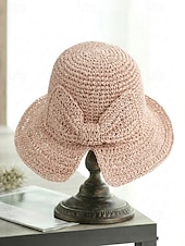 abordables Sombreros de mujer-Sombrero de paja plegable estilo boho para mujer con lazo, sombrero de verano tejido y plegable en varios colores para vacaciones en la playa, viajes, fiestas en el jardín, brunch, resort. &amp;uso diario