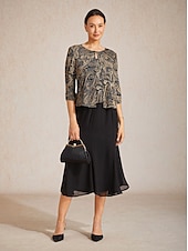 baratos Blusas Elegantes-Mulheres camisa Boho Blusa Tops elegantes Purpurina Estampado Cashemere Elegante à moda Manga 3/4 Gola Redonda Tops regulares Diário Trabalho Convidado do casamento Preto Verão Primavera Outono