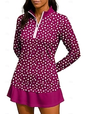ieftine Cămașă pentru femei-Pentru femei Punct Tops Tricou sport Cămașă de tenis Top de tenis Manșon Lung Fermoar Floral UPF50+ Rezistent la UV Înaltă Elasticitate Confortabil la umezeală Respirabil Volei Tenis Golf Gât Înalt