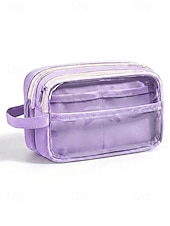 preiswerte Kinder- und Teenager-Rucksäcke-Blau  &amp;Lila Federmäppchen für Schüler, Polyester-PVC-Doppelreißverschlusstasche, großer, transparenter Schreibwarenorganizer für Schulanfang, Unterricht und Prüfungen &amp; reisen
