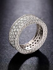 voordelige Heren sieraden-Luxe herenring van legering met strass-steentjes en diamantlook, brede, opvallende modering in verschillende maten voor feesten, bruiloften, banketten, avondjes uit en formele avondkleding.