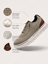 abordables Baskets Décontractées-baskets à lacets en tricot respirant pour hommes – chaussures de course décontractées légères avec semelle coussinée pour la marche et le quotidien
