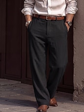 economico Attività commerciale-Per uomo Pantaloni di Lino Pantaloni Pantaloni Eleganti Pantaloni casual Tasca Elastico in vita Gamba Dritta Semplice Confortevole Traspirante Lunghezza intera Casuale Quotidiano Affari Moda