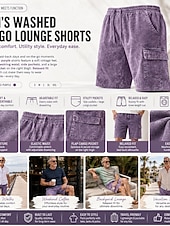  SoftFade™ Herren Shorts Freizeithosen Acid Wash Shorts Zugband Elastischer Bund Mehrtasche Unifarben Geschmeidig Atmungsaktiv Knielang Alltag Streetwear Urlaub Mode Vintage