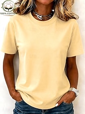 economico T-shirt semplice-T-shirt da donna 100% cotone - maglietta a maniche corte girocollo di alta qualità