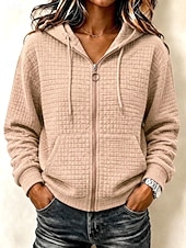  Per donna Giacche strutturate Felpa con cappuccio Caldo Attivo Vintage Manica Lunga Con Cappuccio Top lunghi Casuale Casa Ferie Nero Rosa Marrone Kaki Grigio chiaro Autunno Inverno