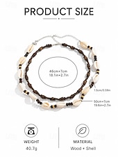 abordables Bijoux pour hommes-Collier bohème de plage pour homme, à plusieurs rangs, perles de bois &amp;Collier double rang de coquillages, idéal pour les vacances d'été, les séjours en station balnéaire, les festivals, les voyages