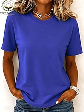 economico T-shirt semplice-T-shirt da donna 100% cotone - maglietta a maniche corte girocollo di alta qualità