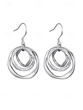 abordables Pendiente de mujer-Pendientes colgantes triples de estilo bohemio para mujer, pendientes de aro superpuestos de aleación en tonos oro, plata y oro rosa, joyería ligera y llamativa para vacaciones, fiestas y viajes. &amp;uso