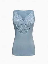  Dames Kant splitsende top Hemdje Tanktop Textuur Kant Lapwerk Vakantie Mouwloos Casual Wit Geel Blozend Roze Hemelsblauw Zomer