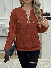  Damen Strukturierte Jacken Patchwork Knöpfe Viertel Postleitzahl Elegant Langarm Rundhalsausschnitt Lange Oberteile Lässig 8806 Schwarz-1 8806 Weiß-1 8806 Diamantrot-1 8806 Rosa-1 8806 Marineblau - 1
