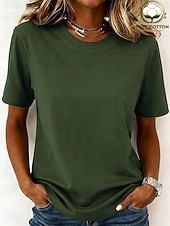economico T-shirt semplice-T-shirt da donna 100% cotone - maglietta a maniche corte girocollo di alta qualità