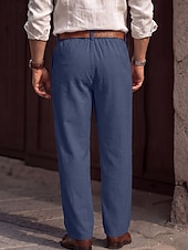 economico Attività commerciale-Per uomo Pantaloni di Lino Pantaloni Pantaloni Eleganti Pantaloni casual Tasca Elastico in vita Gamba Dritta Semplice Confortevole Traspirante Lunghezza intera Casuale Quotidiano Affari Moda
