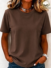 economico T-shirt semplice-T-shirt da donna 100% cotone - maglietta a maniche corte girocollo di alta qualità