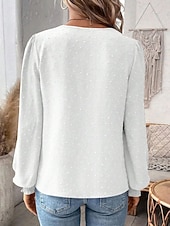  Per donna Blusa Tessuto Semplice Elegante Casual Manica Lunga Scollo a V Top Regolari Casuale Quotidiano Blu Bianco Rosso Estate Primavera