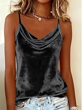  Dames fluwelen camisole tanktop - mouwloos camisole shirt, elegant casual zomer vest met V-hals