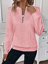  Damen Strukturierte Jacken Patchwork Knöpfe Viertel Postleitzahl Elegant Langarm Rundhalsausschnitt Lange Oberteile Lässig 8806 Schwarz-1 8806 Weiß-1 8806 Diamantrot-1 8806 Rosa-1 8806 Marineblau - 1
