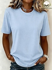 economico T-shirt semplice-T-shirt da donna 100% cotone - maglietta a maniche corte girocollo di alta qualità