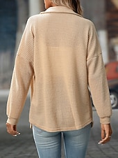  Per donna Camicia Bohemien Vacanza Quotidiano Manica Lunga Top lunghi Casuale Cachi Primavera Autunno Inverno
